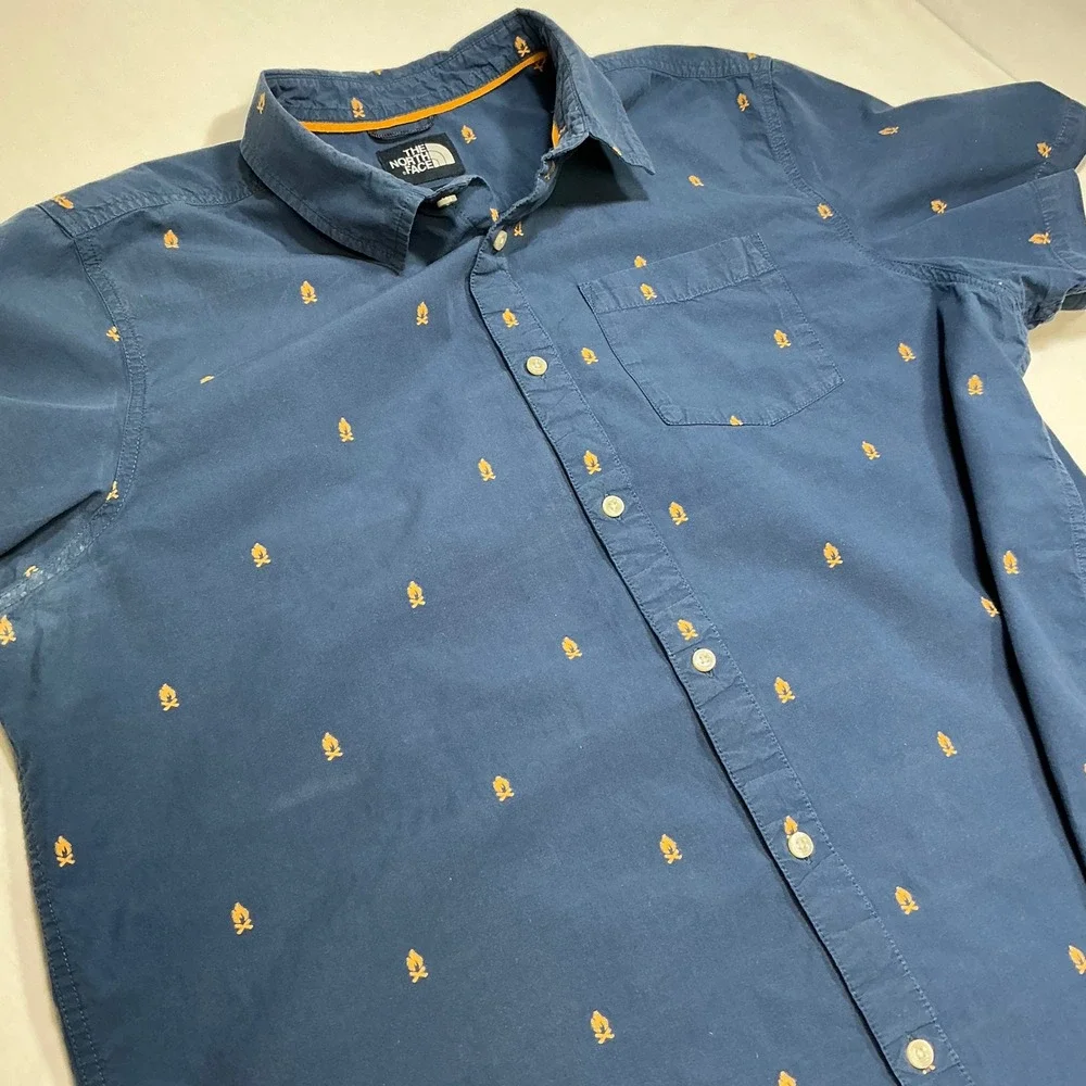 The North Face Button Down Shirt Campfire Print‎ Short Sleeve XXL